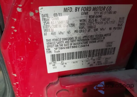 2011 Ford E-350 z USA, uszkodzony, nr VIN 1FT8W3BT5BEC24414